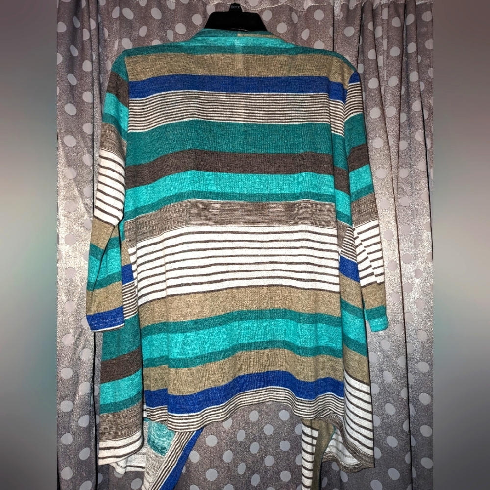 DEARCASE Open Asymmetrical Striped Cardigan 2x NWT - Picture 3 of 7